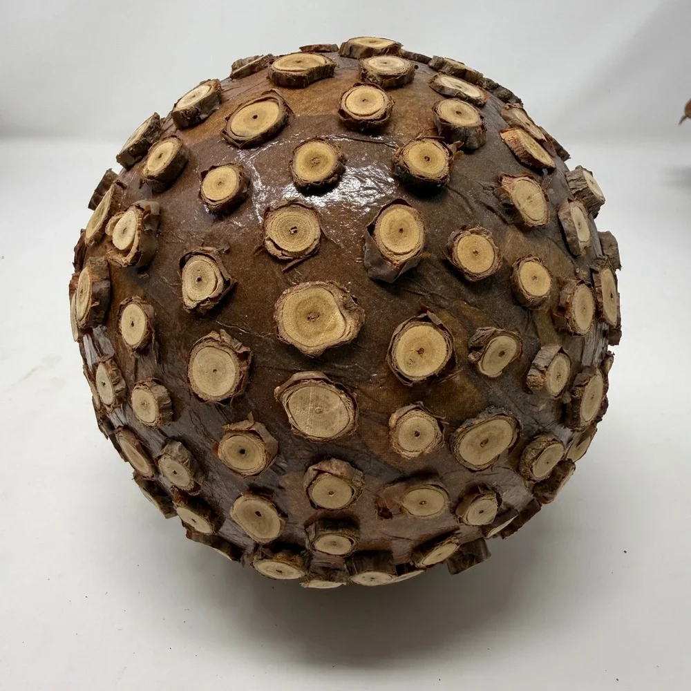 Metal Planter Box with Gold Leaf Motif and 7 Decorative Orbs 16in Autumn Decor
